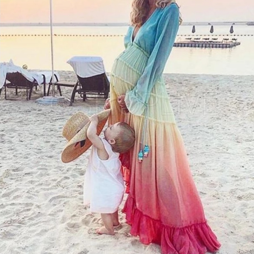 2X HP Rainbow Ombre Hi-Low Maxi Dress cover up - Picture 6 of 8